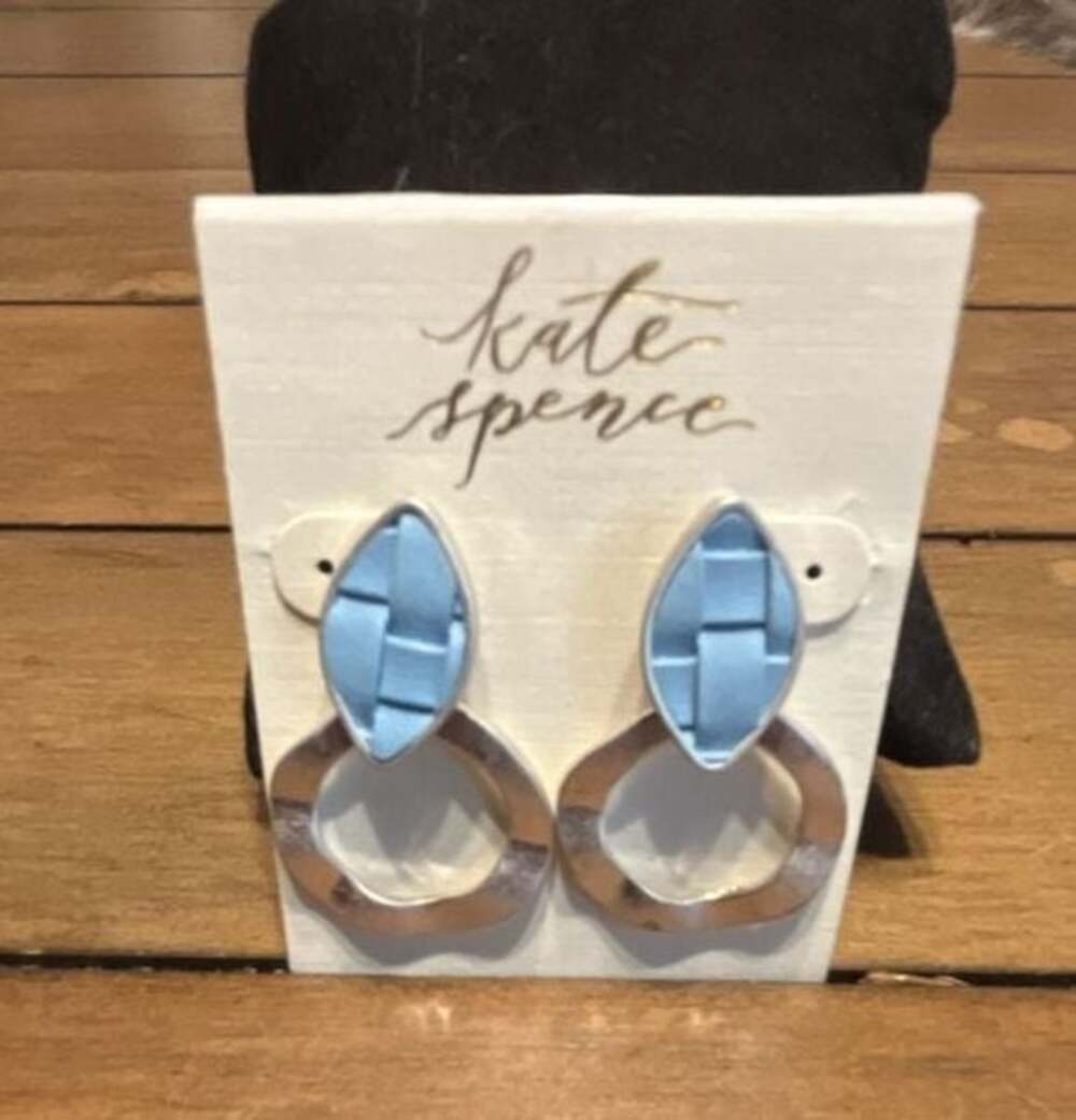 Kate Spence Woven Blue and Silver-Tone Drop Earrings - Picture 2 of 3